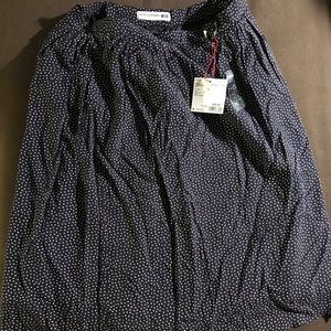 Ines d la fressange uniqlo navy A line skirt dot 8